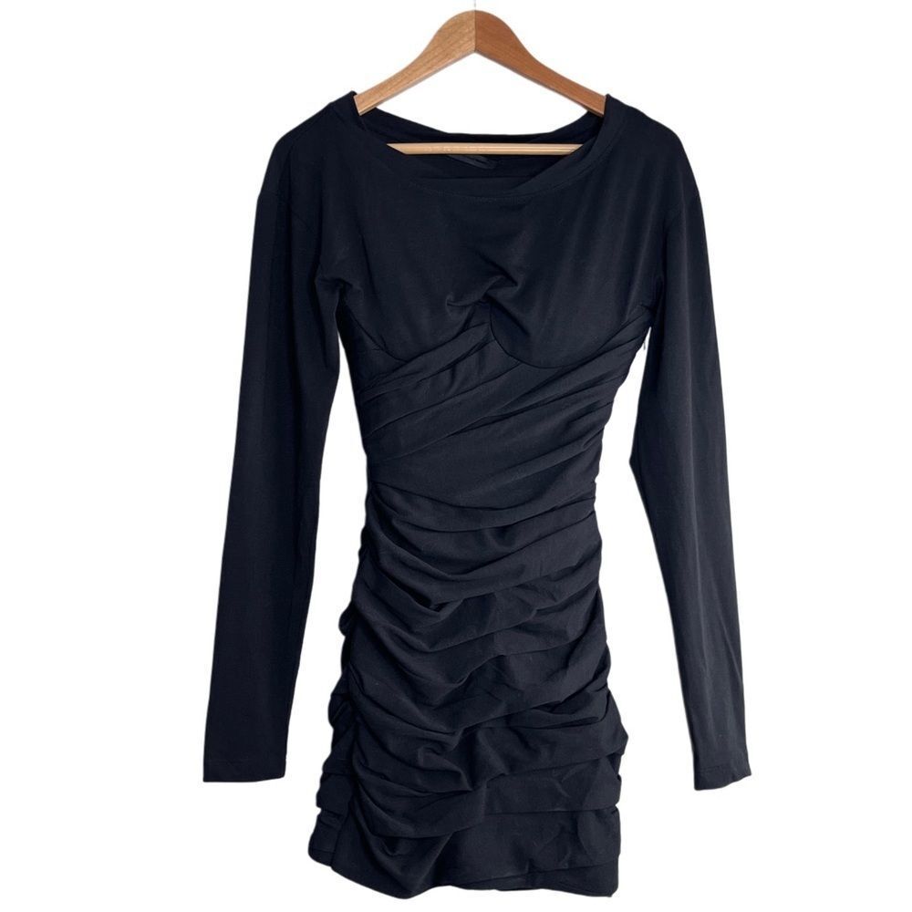 Alexander Wang Whimsigoth Witchy Runched Corset Little Black Mini Dress Sz XS